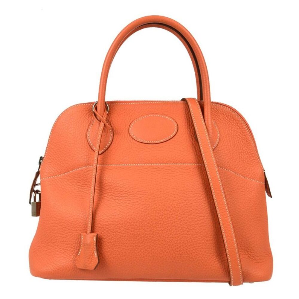 Hermes Bolide Clemence Orange Leather Handbag